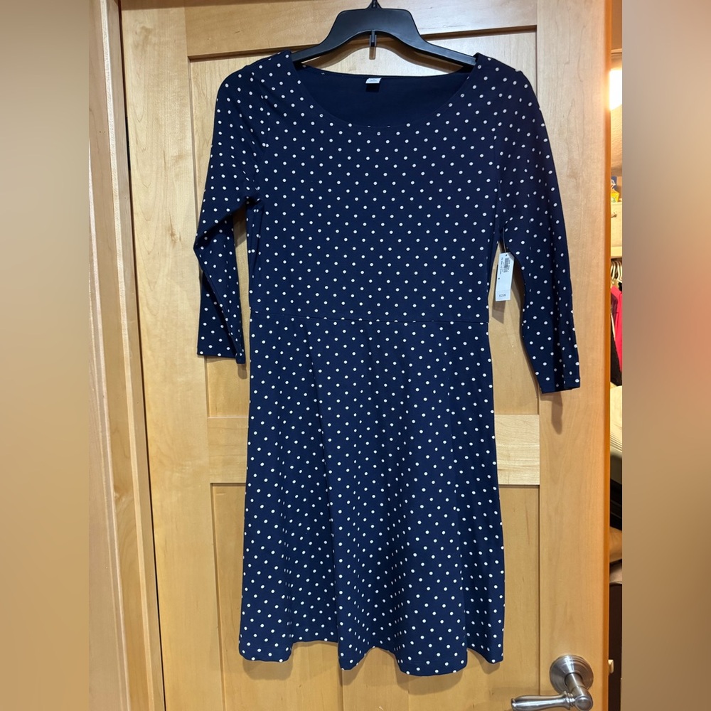 Old Navy Blue A-Line Dress with 3/4 Sleeves